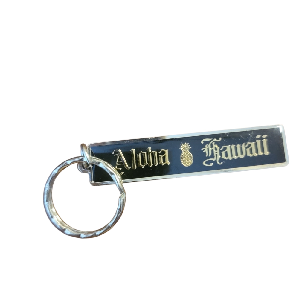 Aloha Hawaii Keychain - Black and Gold.